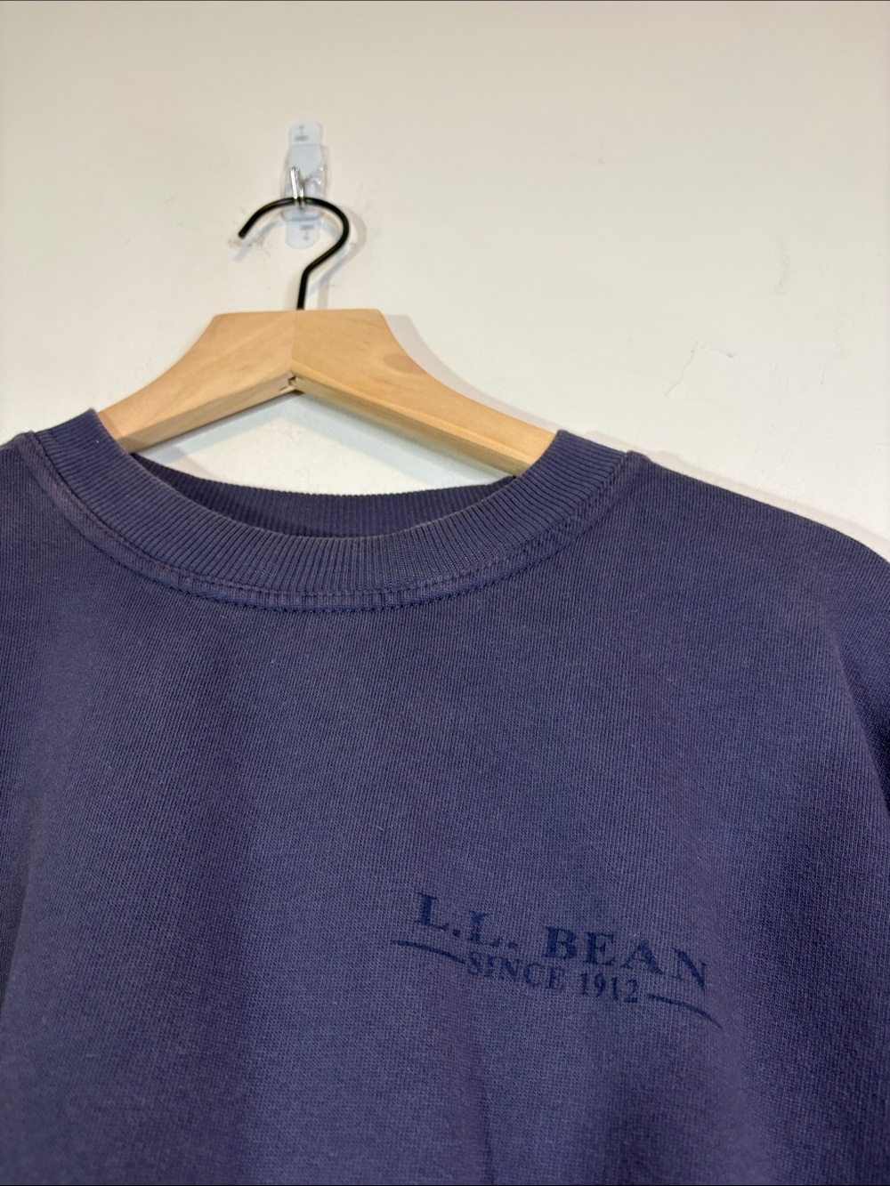 Vintage Faded Indigo Purple L.L. Bean 100% Cotton Crewneck Pullover Sweatshirt
